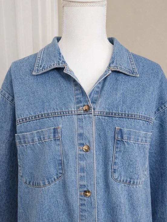 Vintage Cabin Creek Denim Chore Jacket XL Oversized 90s Y2K Utility Lagenlook - Picture 3 of 8